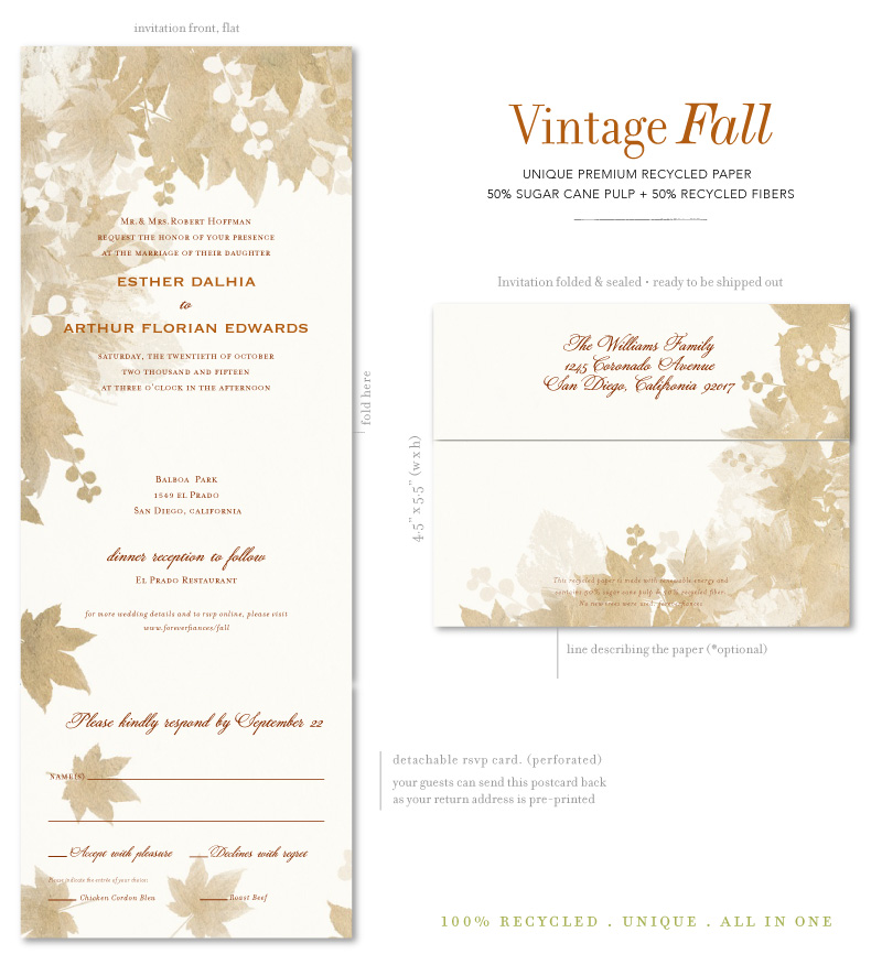 Vintage fall Wedding Invitations