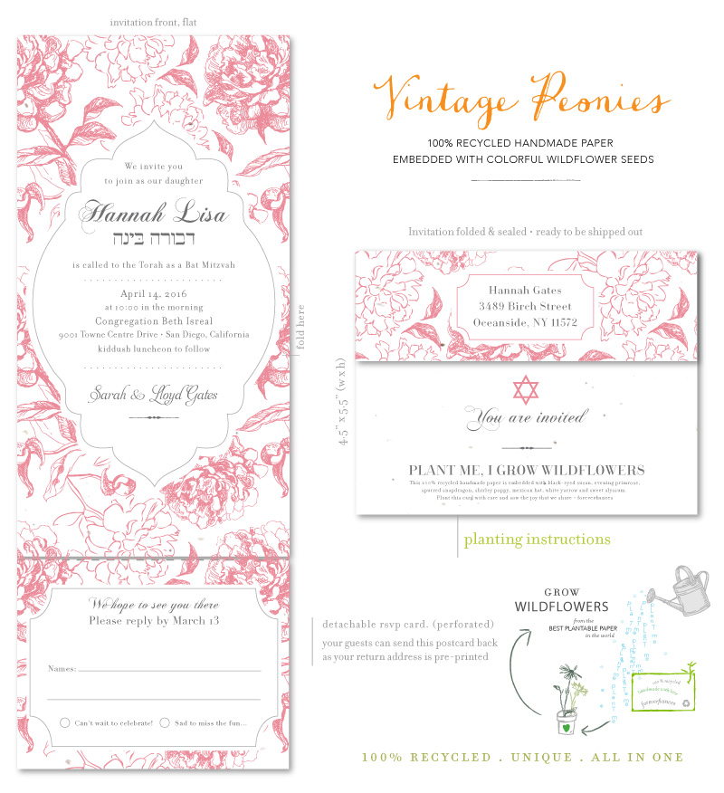 Peonies Wedding invitations