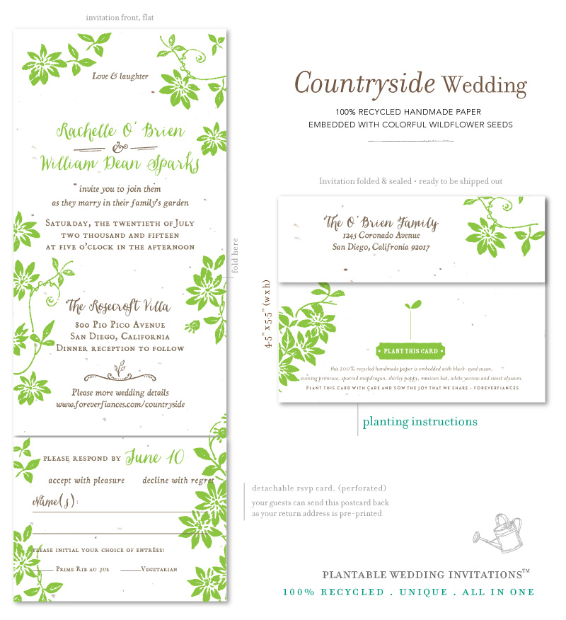 All in One Wedding invitations - Countryside Wedding