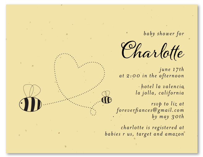 Bumble Bee baby shower invitations