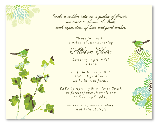 Garden Bridal Shower invitations ~ Nature's Glory