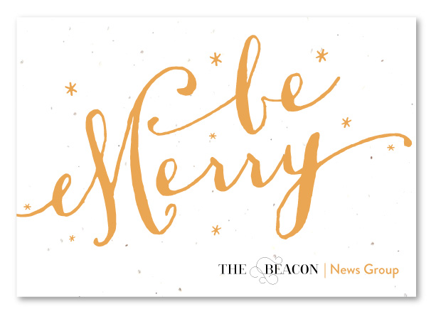 hand-written gold holiday greeting cards on seeded paper