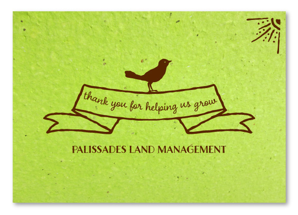 seeded paper business thank you cards green bird
