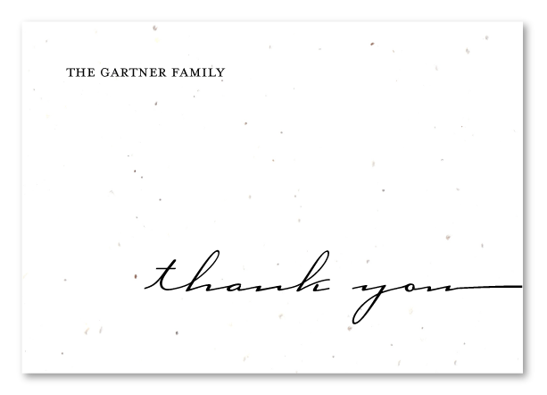Seeded Paper wedding thank you notes 