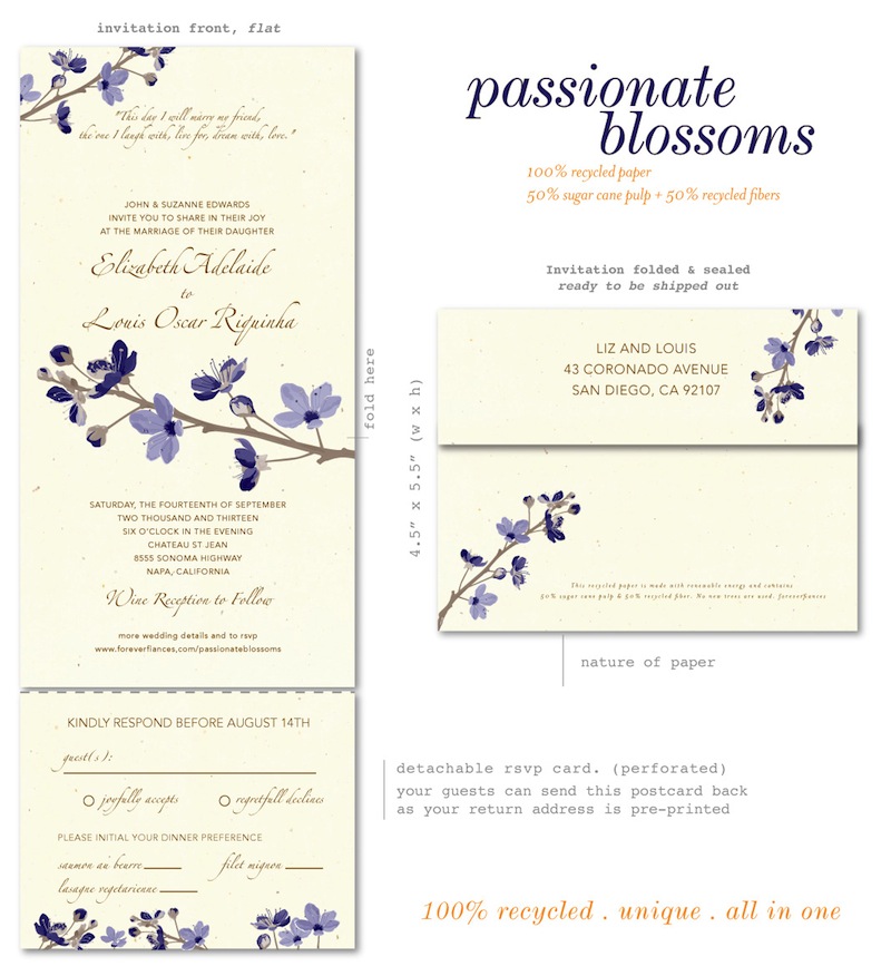 Passionate Blossoms Wedding Invitations