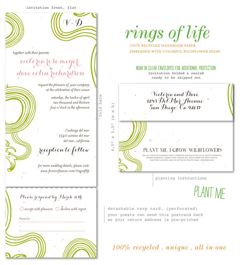 All in one wedding invitations Rings of Life