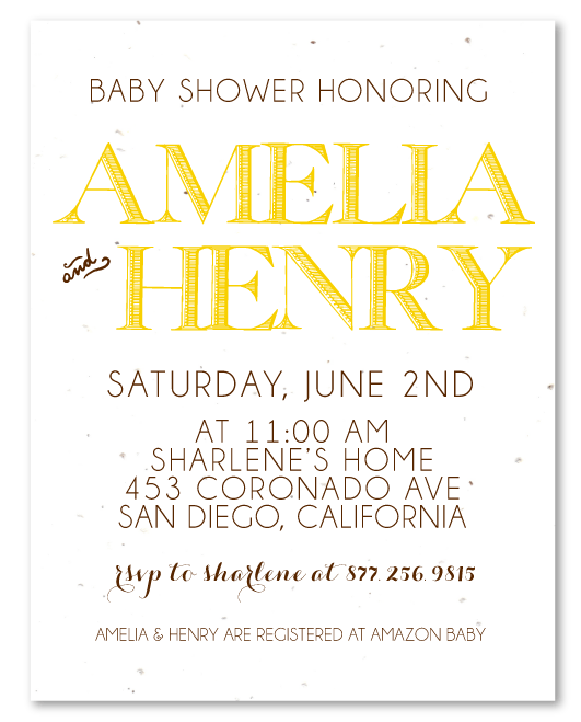 Antique Lettering baby shower invitations
