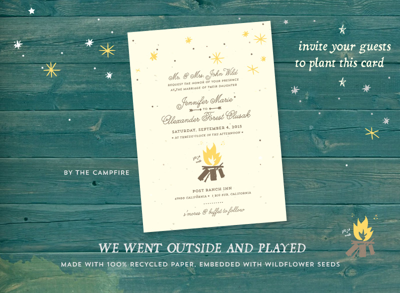 campfire outdoor wedding invitations 