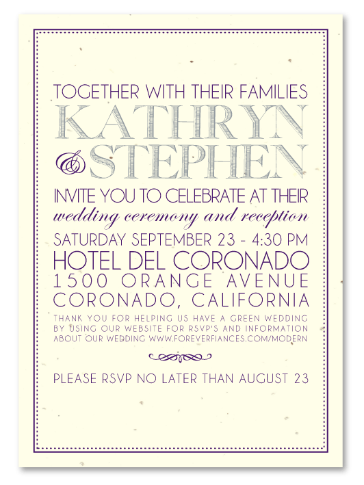 antique wedding invitations deep purple and french gray 