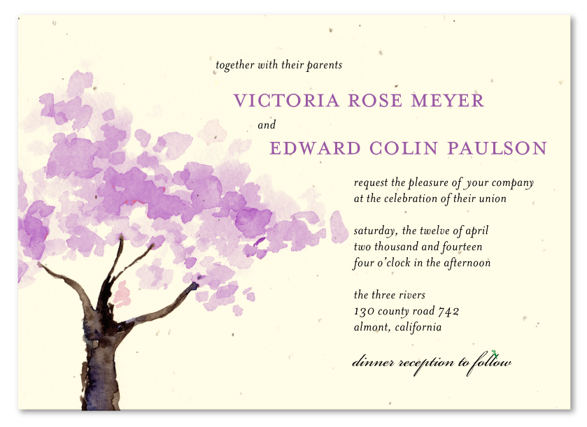 spring watercolor blooms wedding invitations
