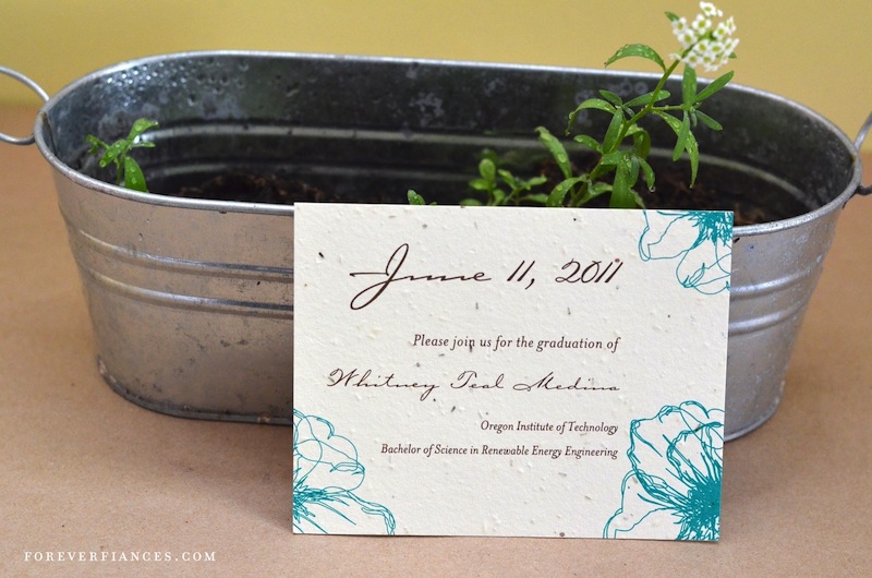 Drawn Poppy Graduation invitations on seeded paper (plantable)