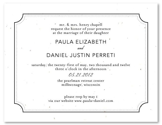 Eco Friendly Black White wedding invitations