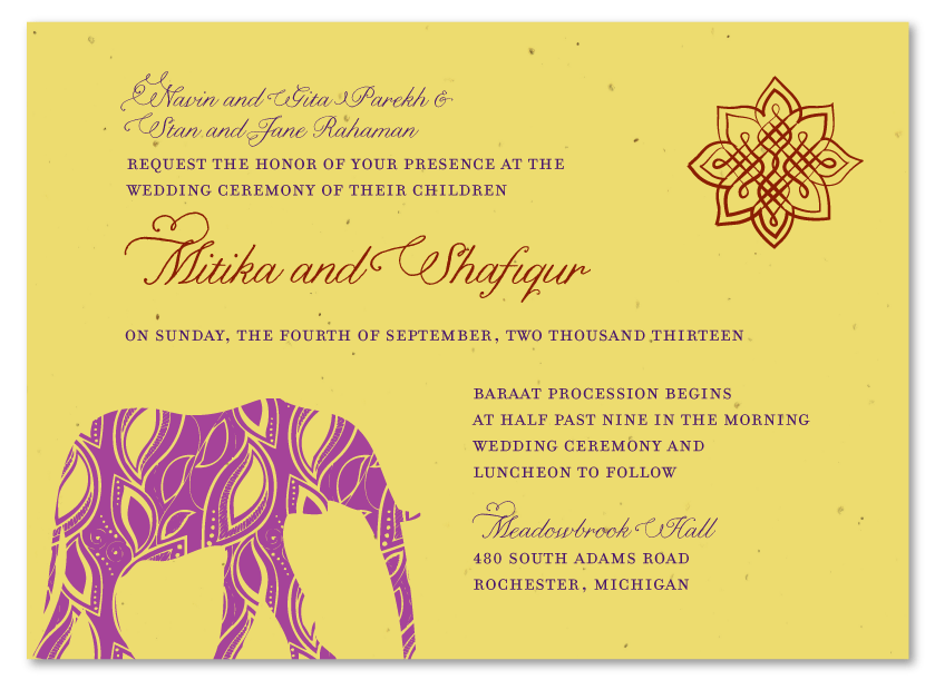 Indian wedding invitations Painted Elephant
