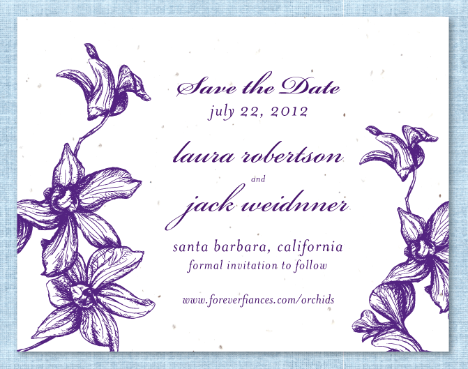 Orchids wedding invitations deep purple The Tropical Orchids save the date 