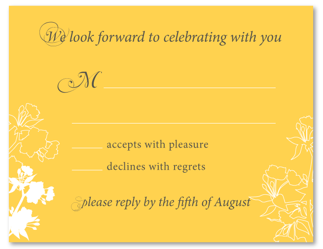 Wedding Rsvp cards The Organic Yellow reply cards are also available in our