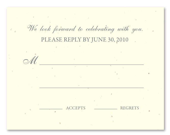 Order our blank RSVP Insert wedding cards 55 x 425 with the signature 