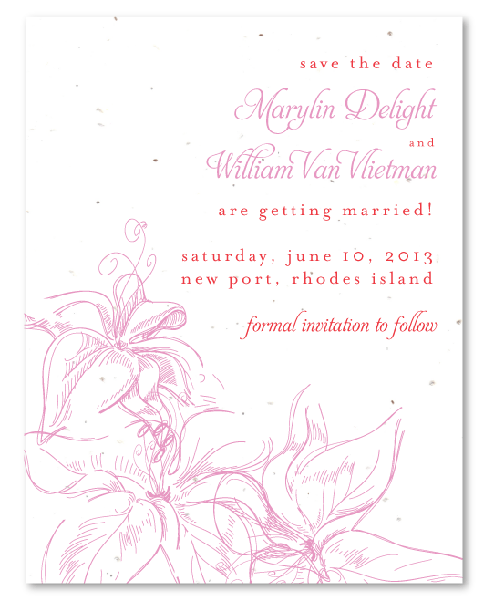 Stargazer Lily Save the Date wedding invitations