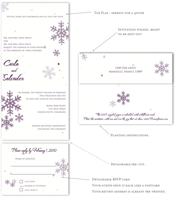The Winter Wedding Invitations plantable invitation is also available in 