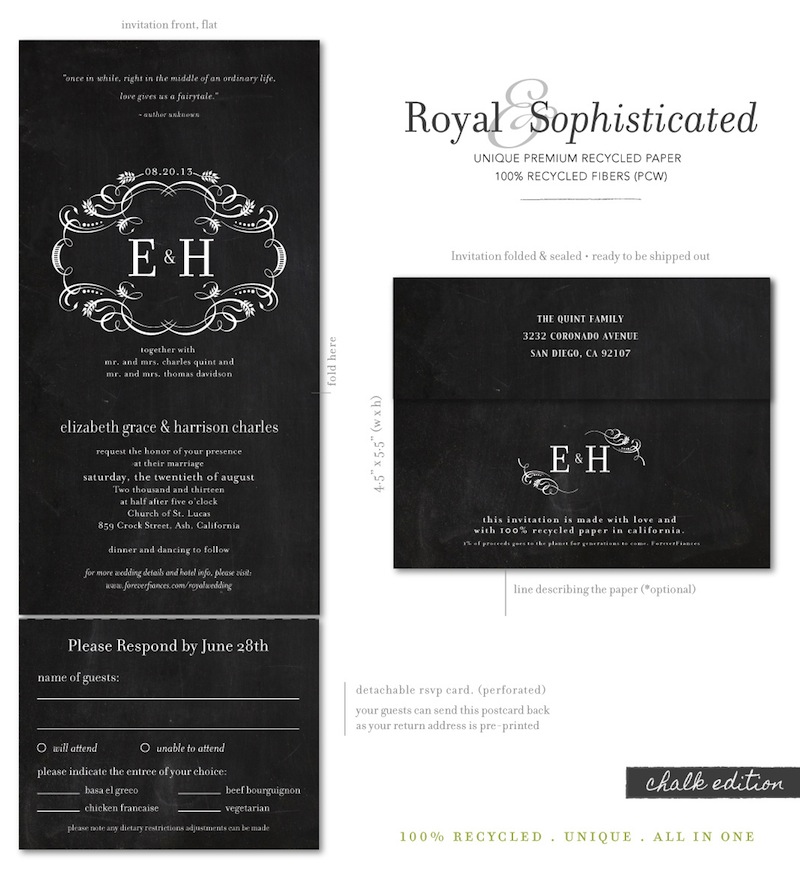 Royal wedding invitations chalkboard