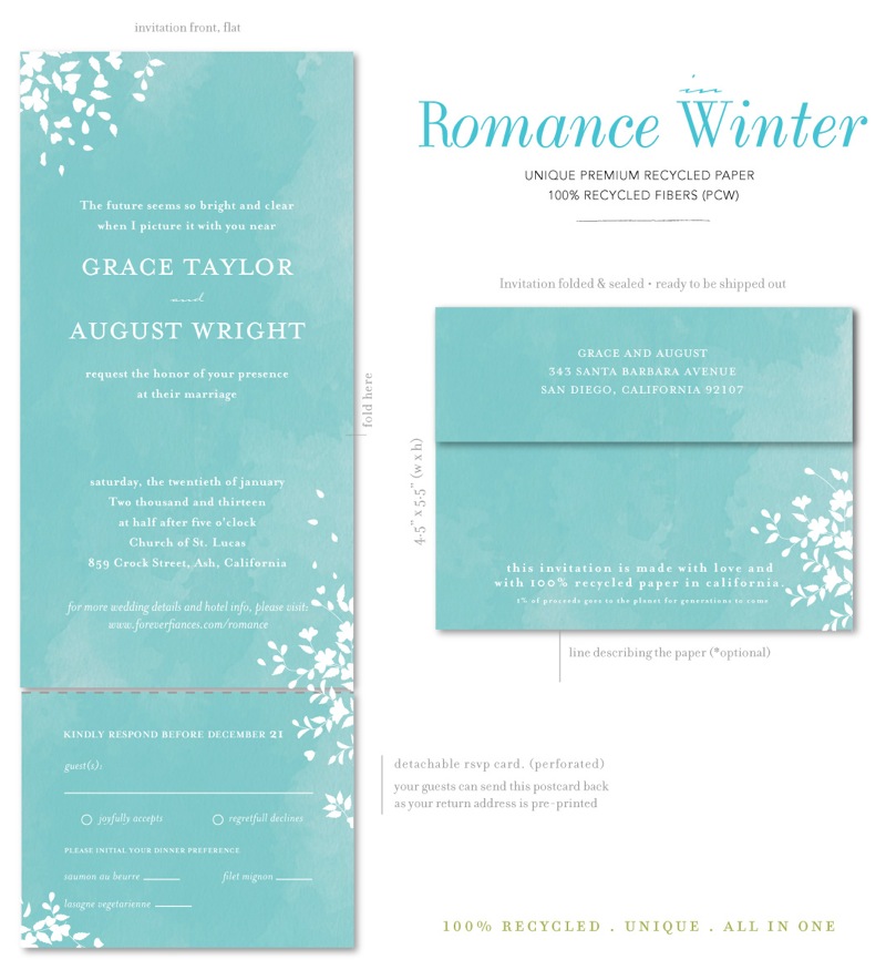 Winter wonderlan wedding invitations
