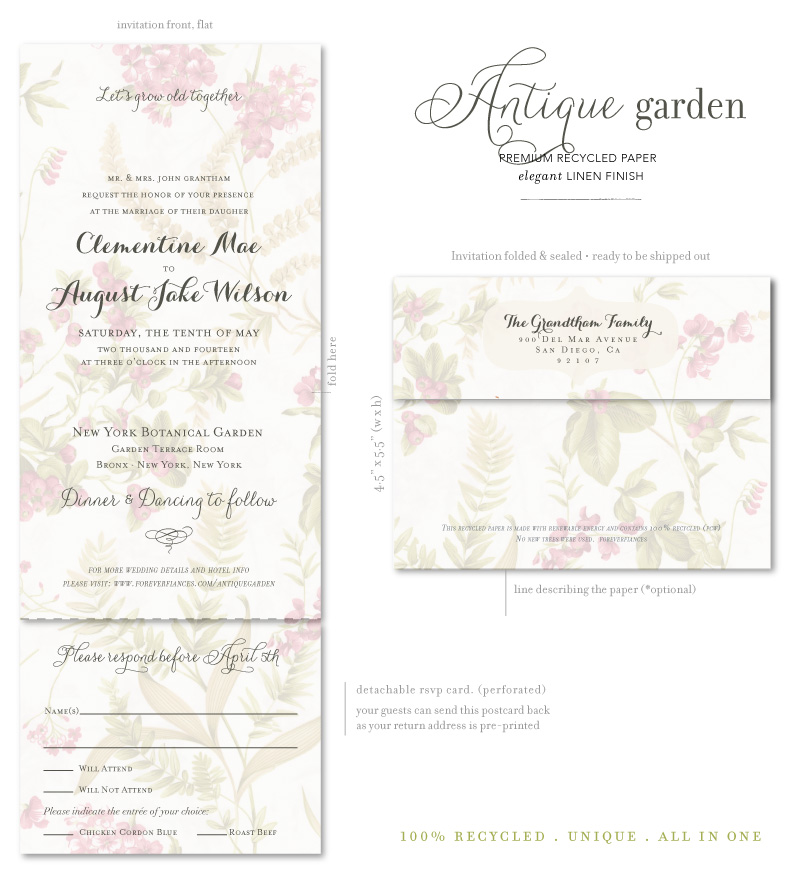 Antique Garden Wedding Invitations