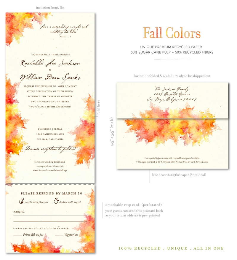 Watercolor fall Wedding Invitations