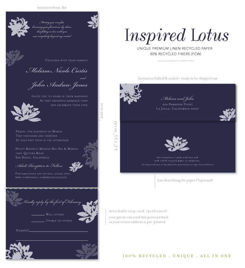 Lotus flower wedding invitations