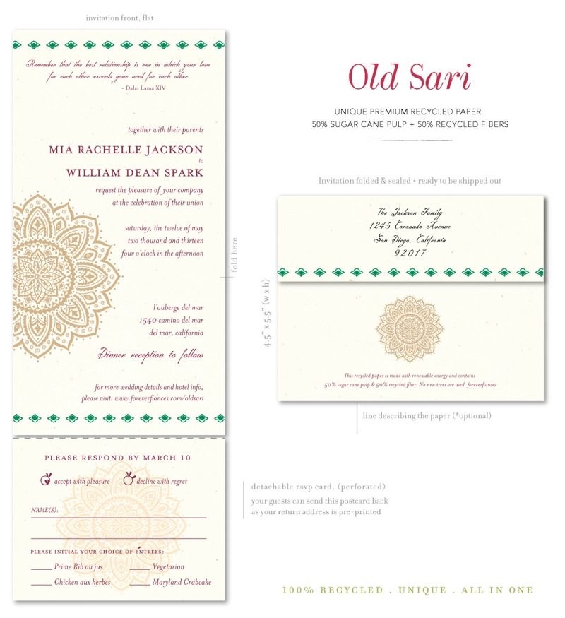 Indian wedding invitations Old Sari