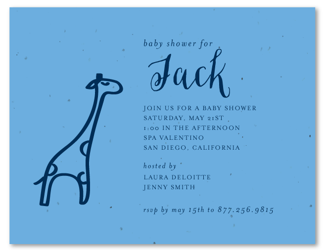 Giraffe baby shower invitations