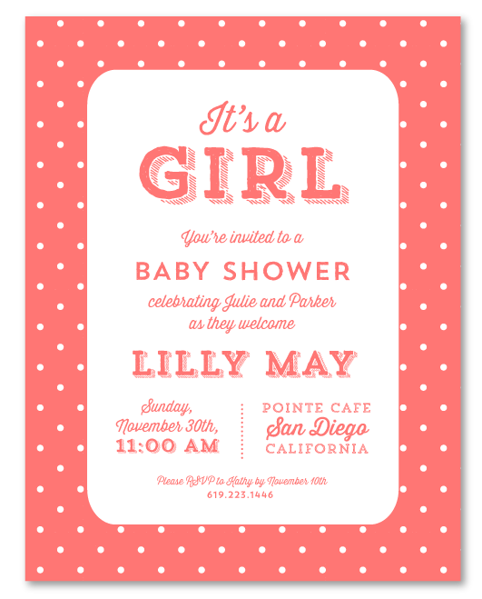 Seeded Paper baby shower invitations Girl