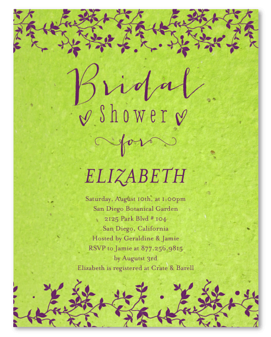 garden bridal shower invitations green