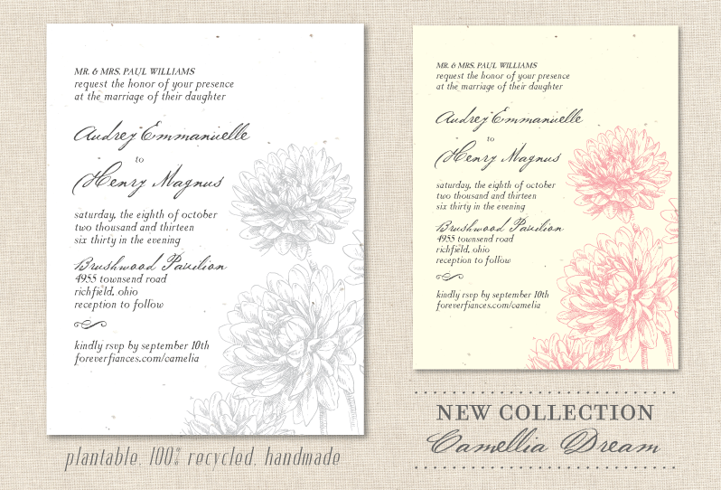 Camellia wedding invitations