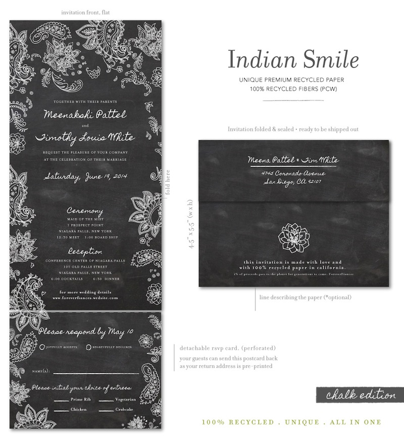 Chalkboard Indian wedding invitations