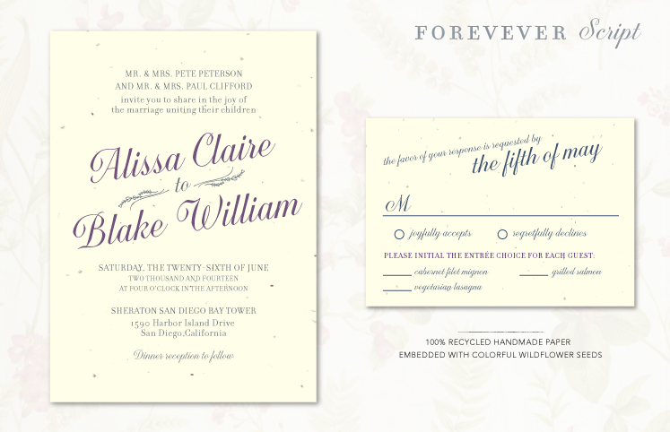 Script wedding invitations Forever Fiances