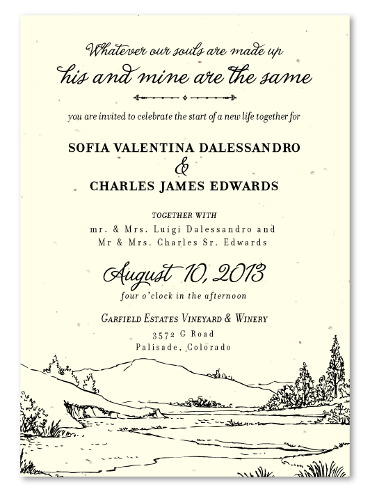 Natural wedding invitations Valley Brook