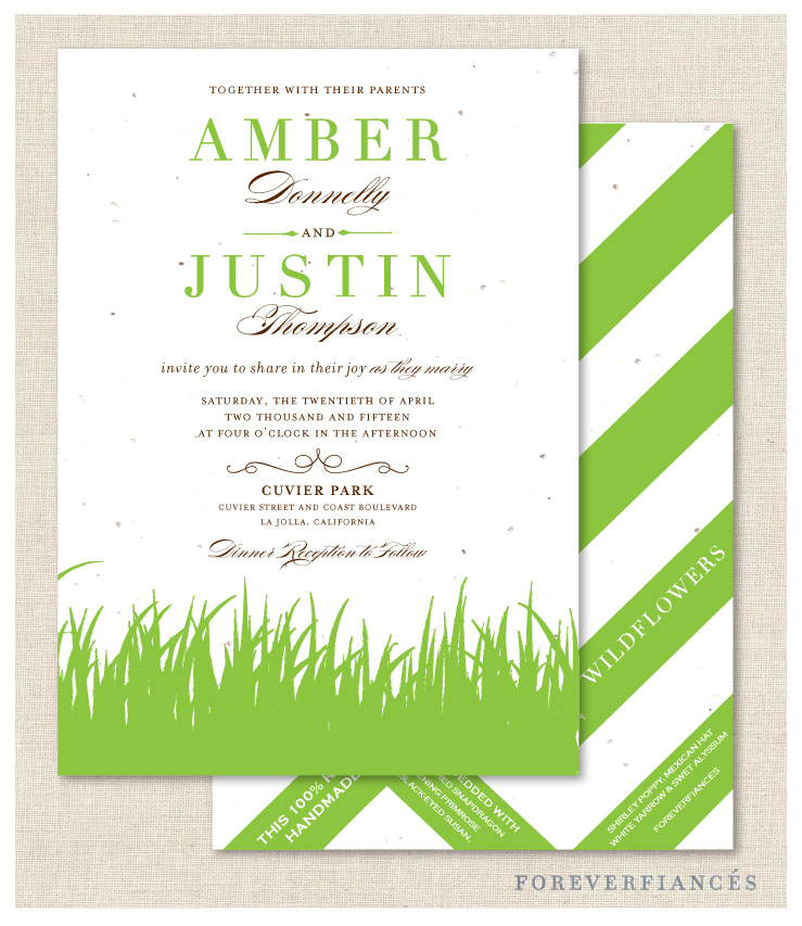 Green wedding invitations Sweet Seeds Ornamental Grass
