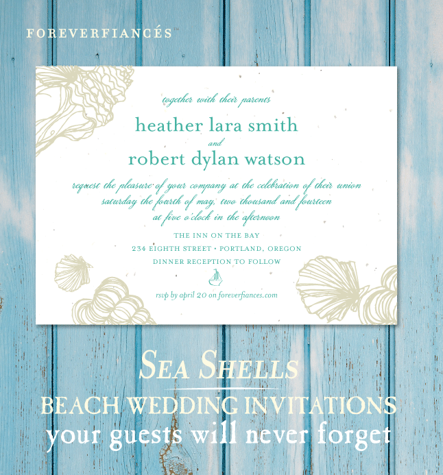 Sea Shells wedding invitations San Diego California