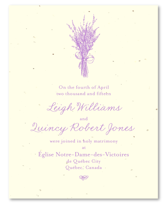 Lavender flower wedding announcement cards