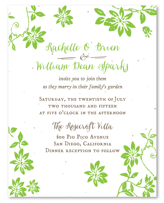 Countryside green wedding Invitations