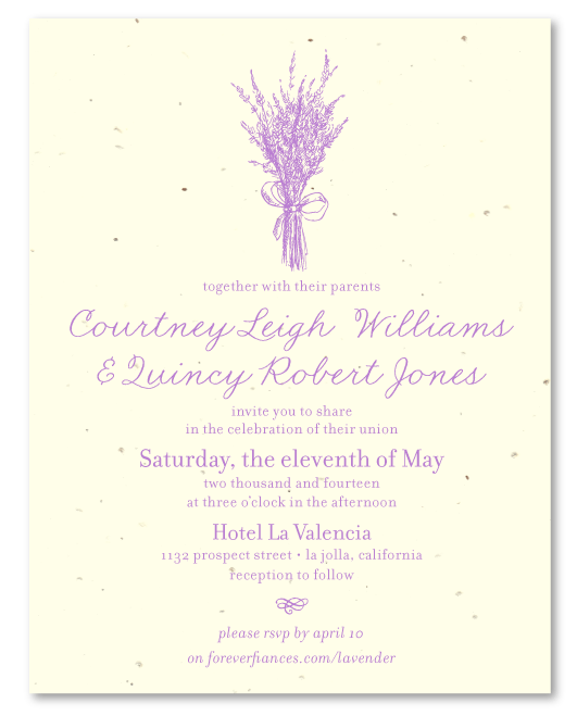 Lavender flower wedding invitations