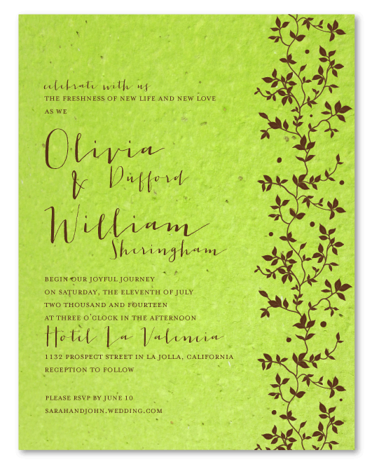 garden herbs seeded paper green invitations