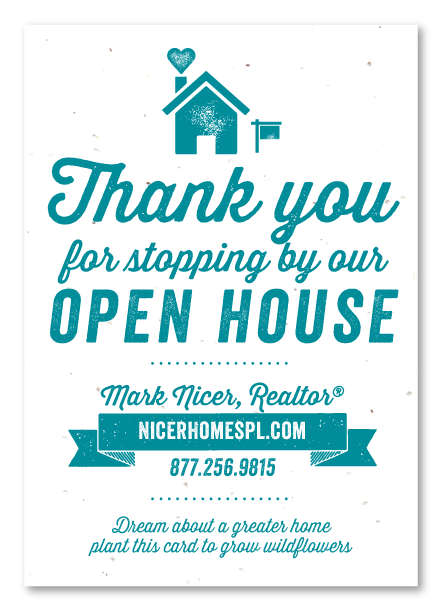 Green Realtor Open House Thank You Cards Seeded Paper