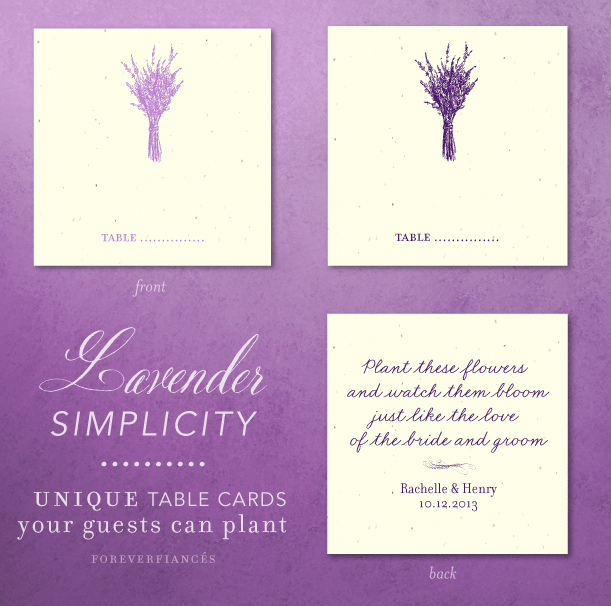lavender wedding table cards