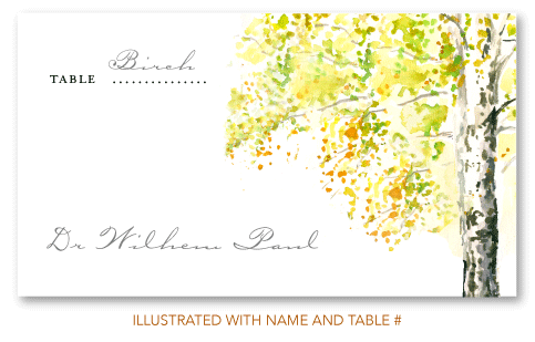 fall birch tree place cards
