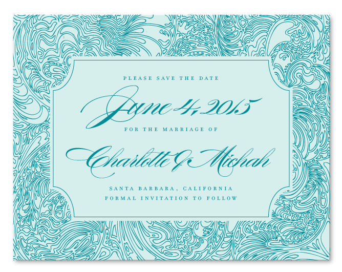 Peacock Save the Date wedding invitations