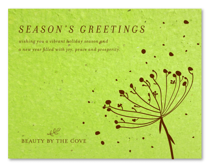 green corporate holiday cards on seeded paper