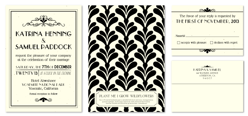 gatsby wedding invitations 1920's tyopgraphy
