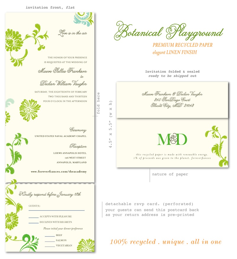Botanical Green Wedding Invitations