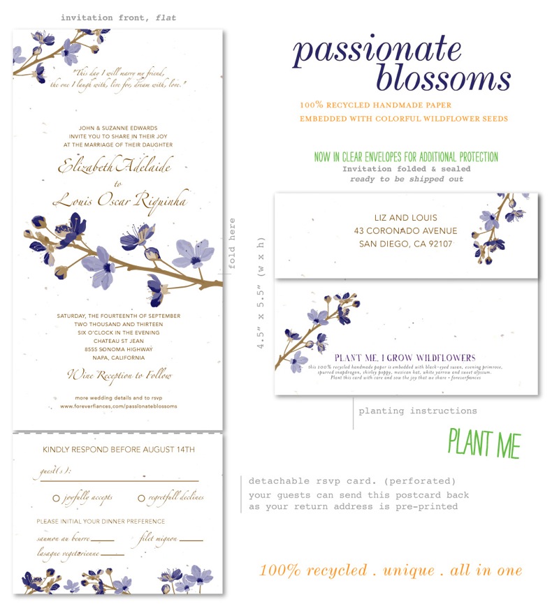 Passionate Blossoms Wedding invitations