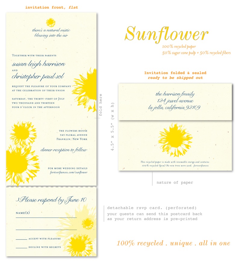 Sunflower wedding invitations